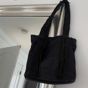 Rebecca Minkoff Black Braided Handle Shoulder Bag